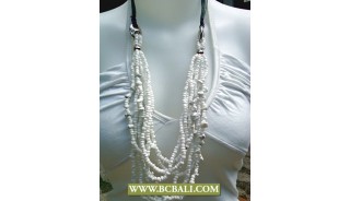Unik Style Necklaces Beads White Layered
